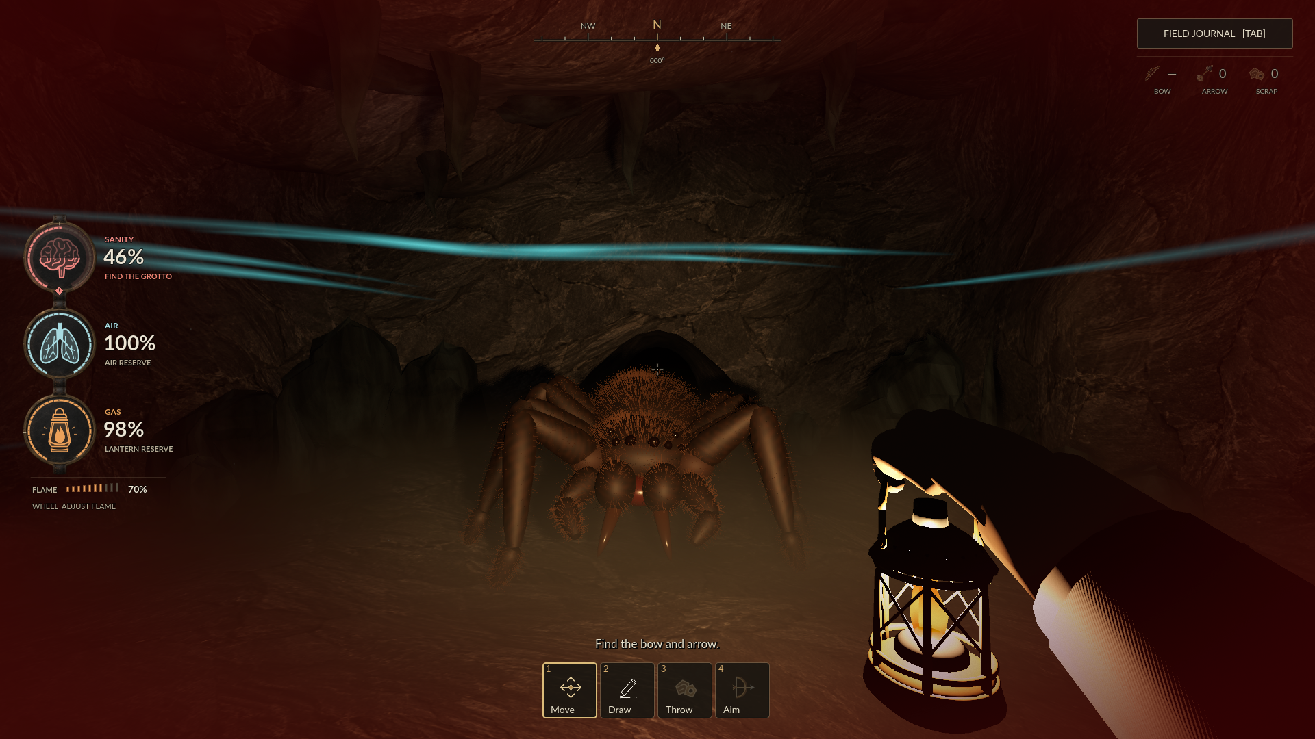 A spider encounter in Beast Hunt's lantern-lit caverns
